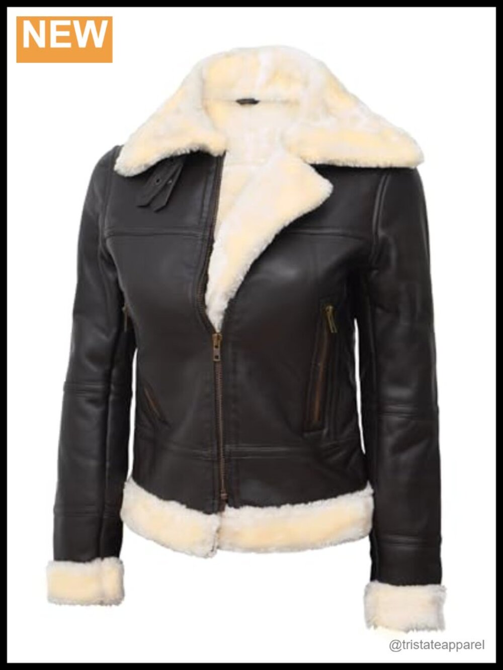 Real Lambskin Leather Sherpa Jacket for Women Winter Aviator Coat